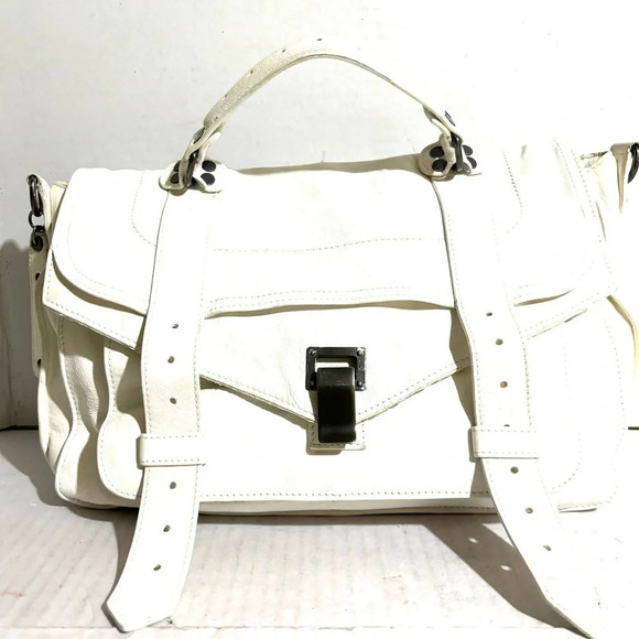 Proenza schouler white/ beige leather satchel handbag